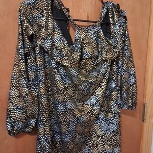 Michael Kors Black and Gold Open Shoulder Blouse